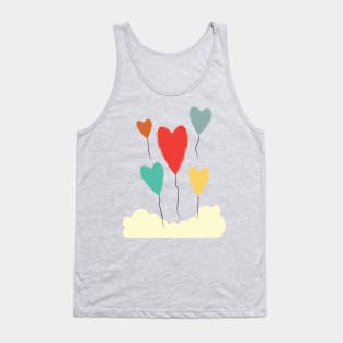 Heart Balloons above the Clouds Tank Top